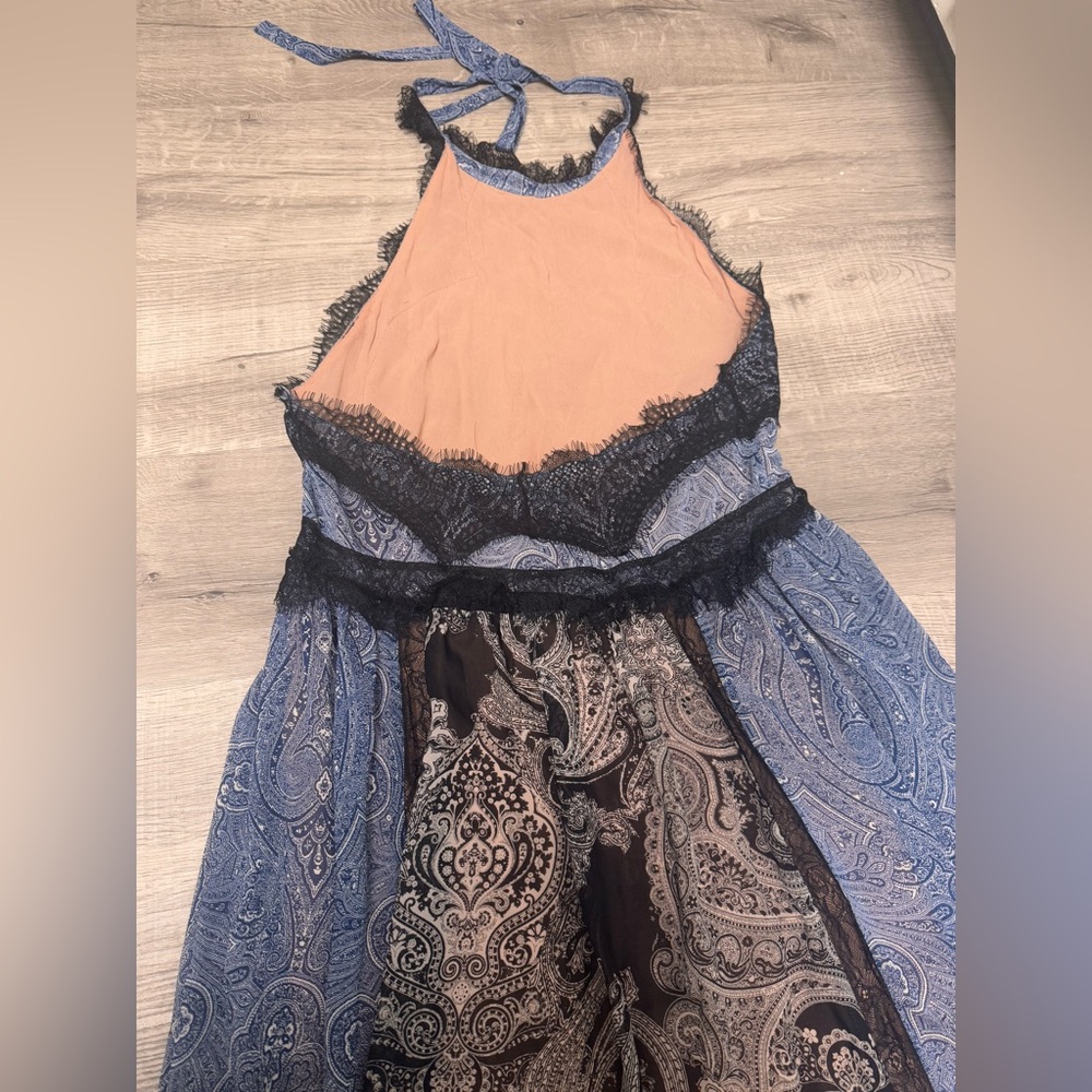 Zara Black and Blue Lace Backless Dress - Picture 14 of 16